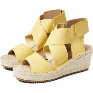 Eileen Fisher Willow Espadrille Wedge Sandal Yellow Leather Women's Size 10 NWOB